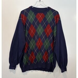 Vintage‎ United Colors Of Benetton Argyle Plaid Sweater Mens Size XL (1931)